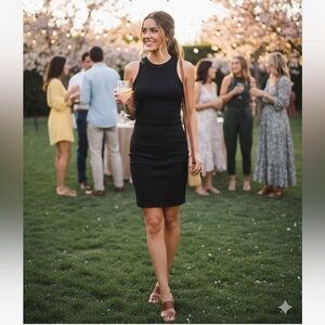 Topshop Black Halter Fitted Dress